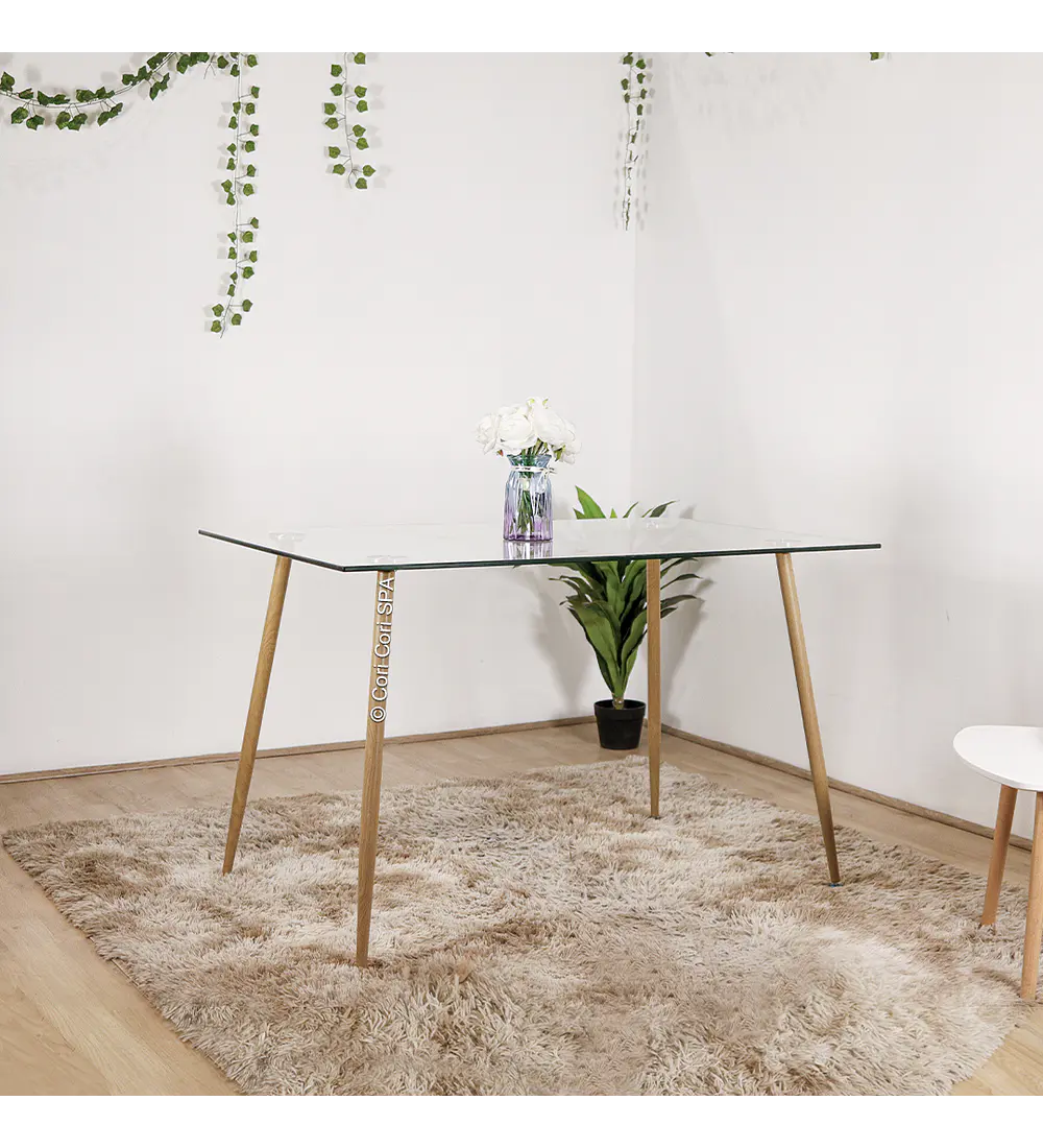 Comedor Rubi 120x80 + 4 Sillas Cloud Lino
