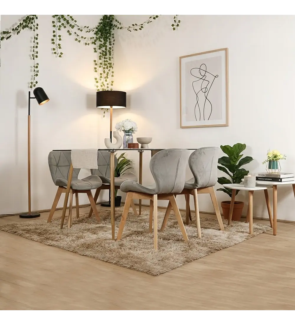 Comedor Rubi  120x80cm + 4 Sillas Mariposa Velvet
