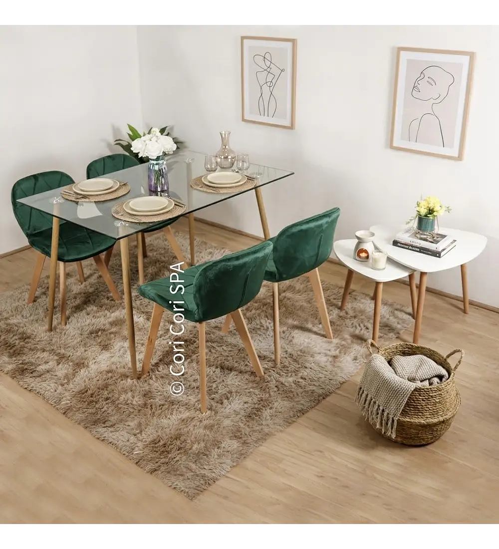 Comedor Rubi  120x80cm + 4 Sillas Mariposa Velvet