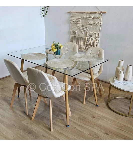 Comedor Rubi 120x80cms + 4 Sillas Capitonne Velvet 