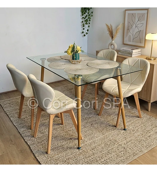 Comedor Rubi 120x80cms + 4 Sillas Mariposa Wood