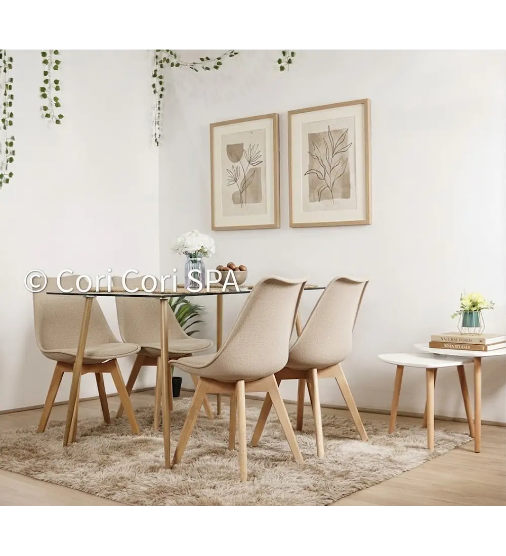 Comedor Rubi 120x80cms + 4 Sillas Tulip 