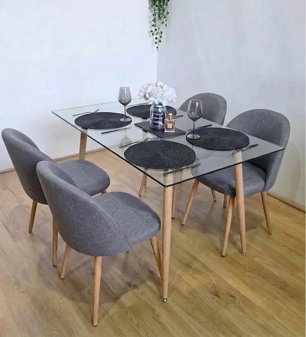 Comedor Rubi  120x80cms  + 4 Sillas Bread Lino