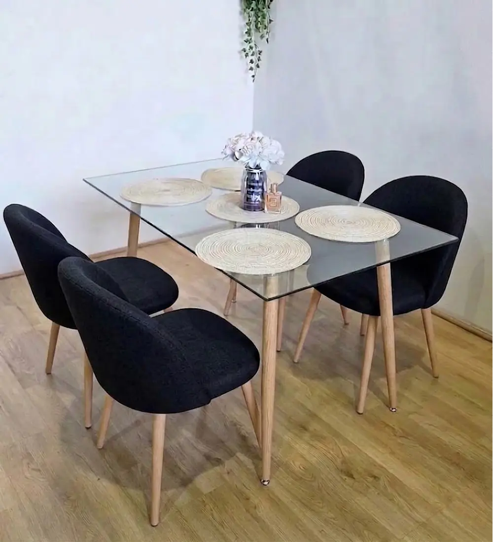 Comedor Rubi  120x80cms  + 4 Sillas Bread Lino
