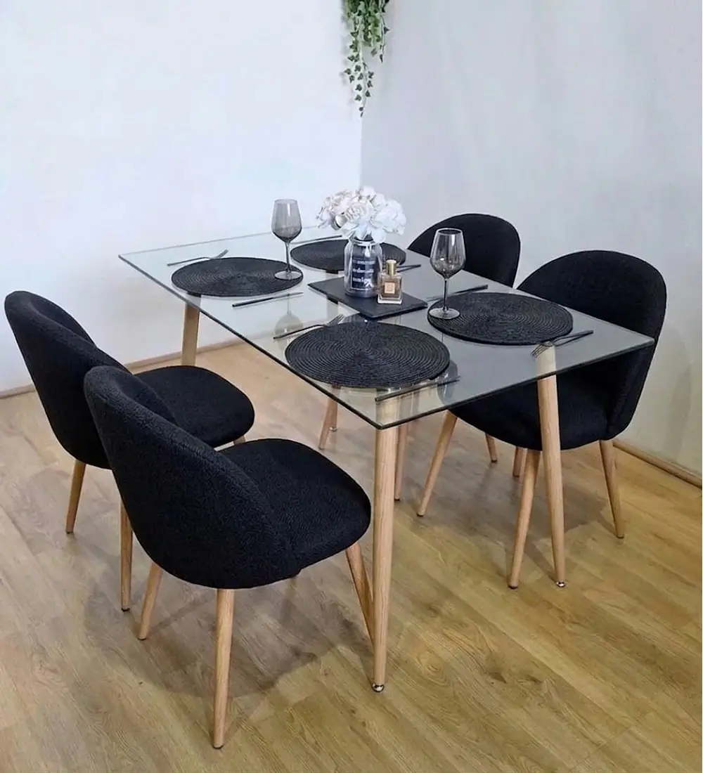 Comedor Rubi  120x80cms  + 4 Sillas Bread Lino