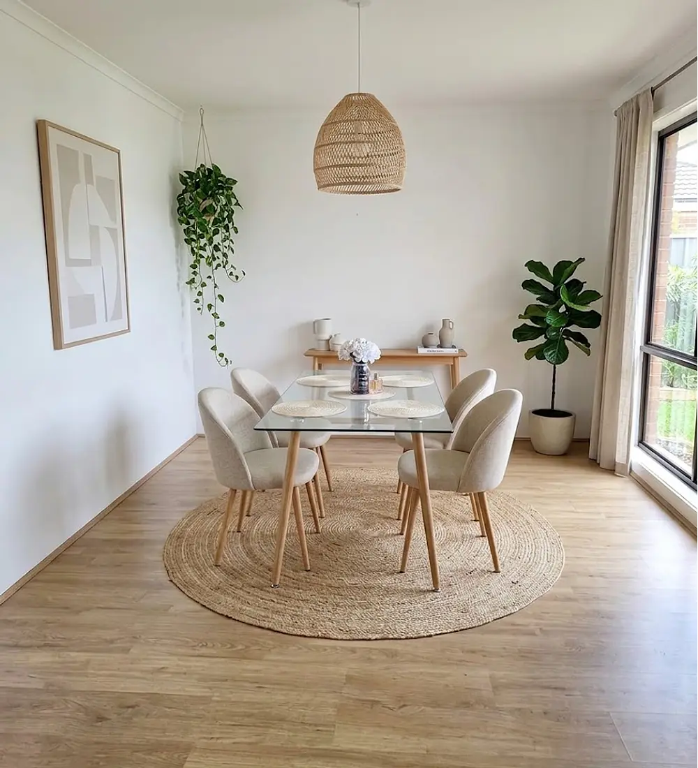 Comedor Rubi  120x80cms  + 4 Sillas Bread Lino