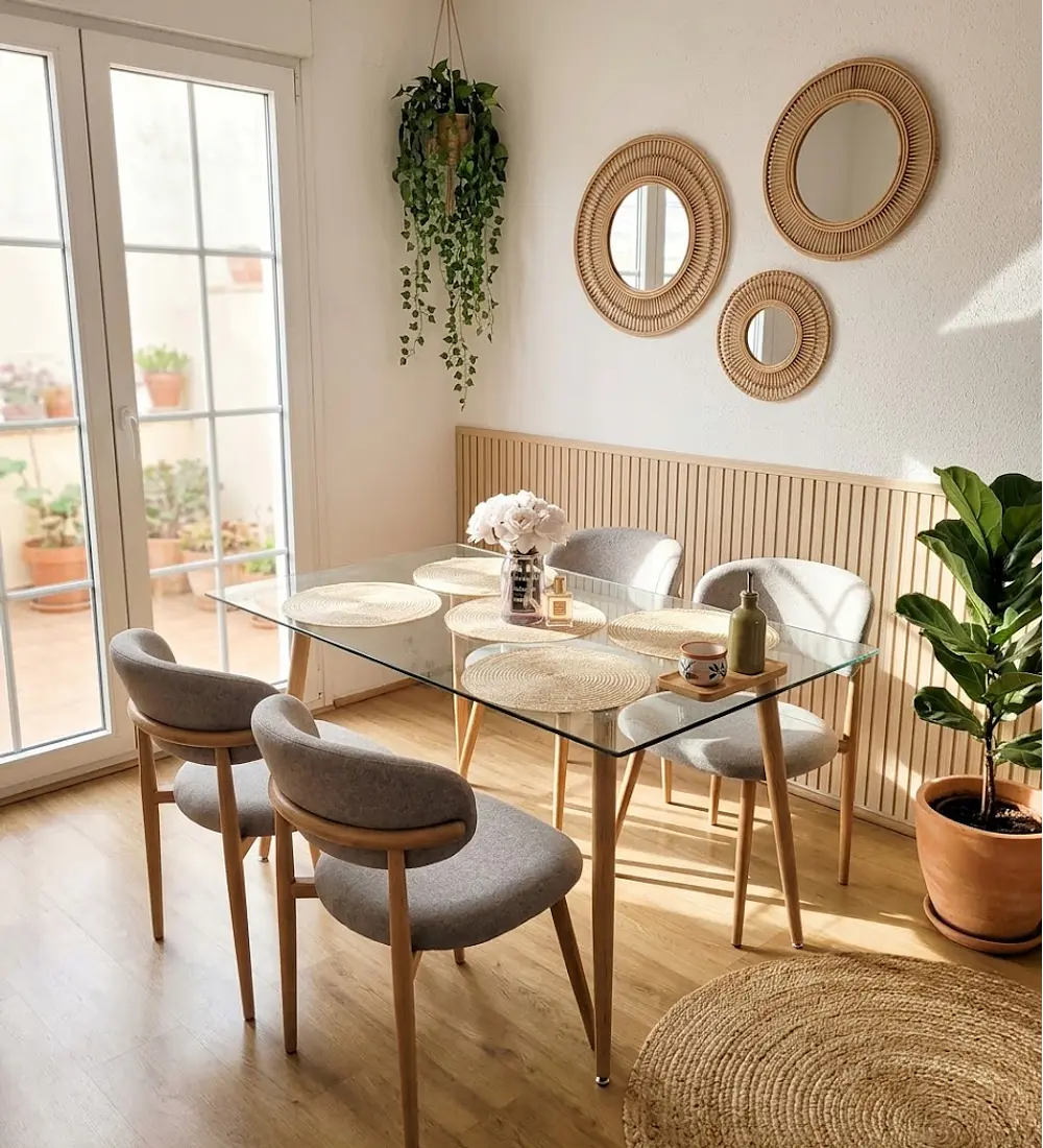 Comedor Rubi 120x80 + 4 Sillas Cloud Lino