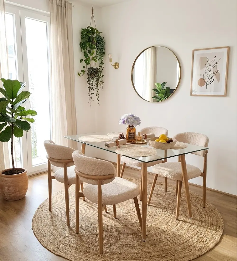 Comedor Rubi 120x80 + 4 Sillas Cloud Lino