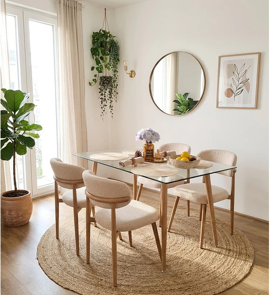 Comedor Rubi 120x80 + 4 Sillas Cloud Lino