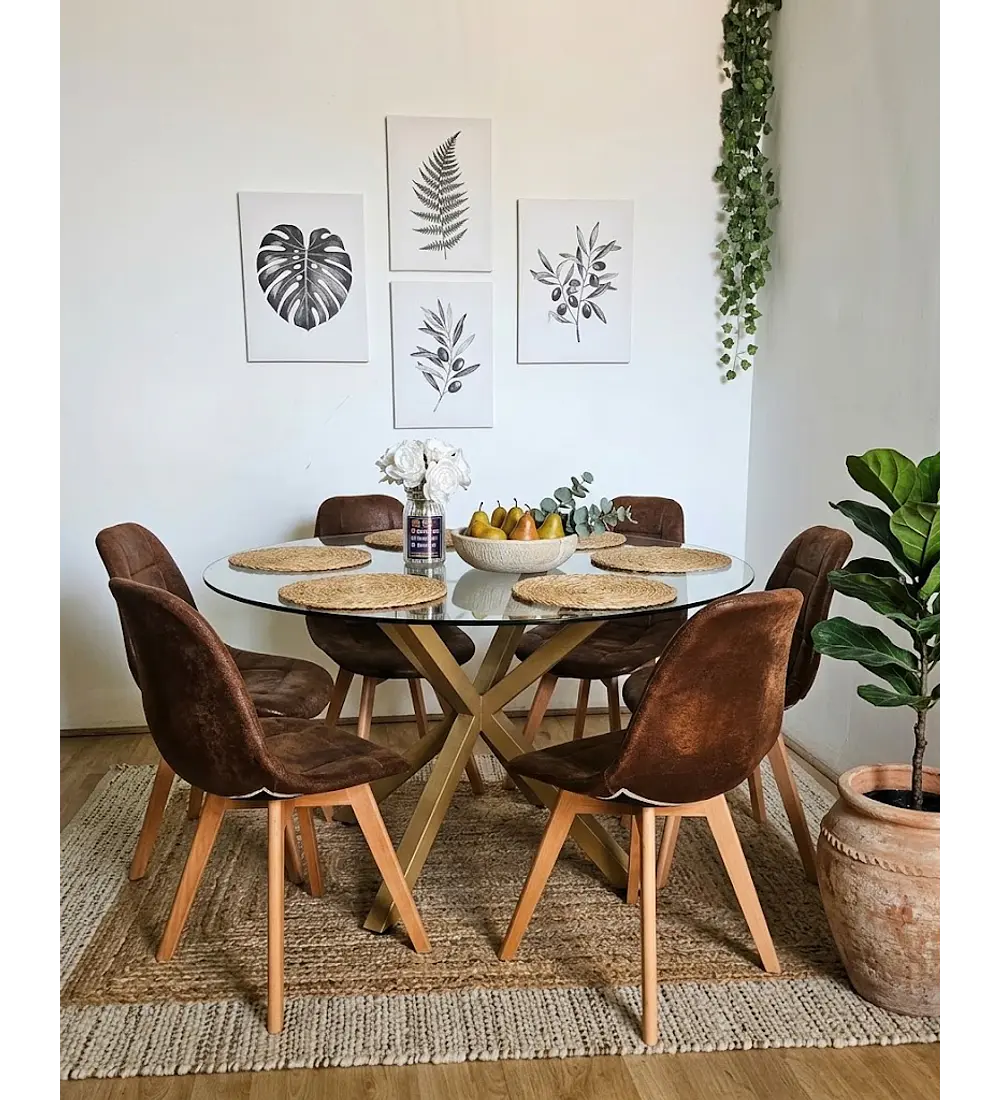 Comedor Warwick 120Cms + 6 Sillas Capitonne Vintage