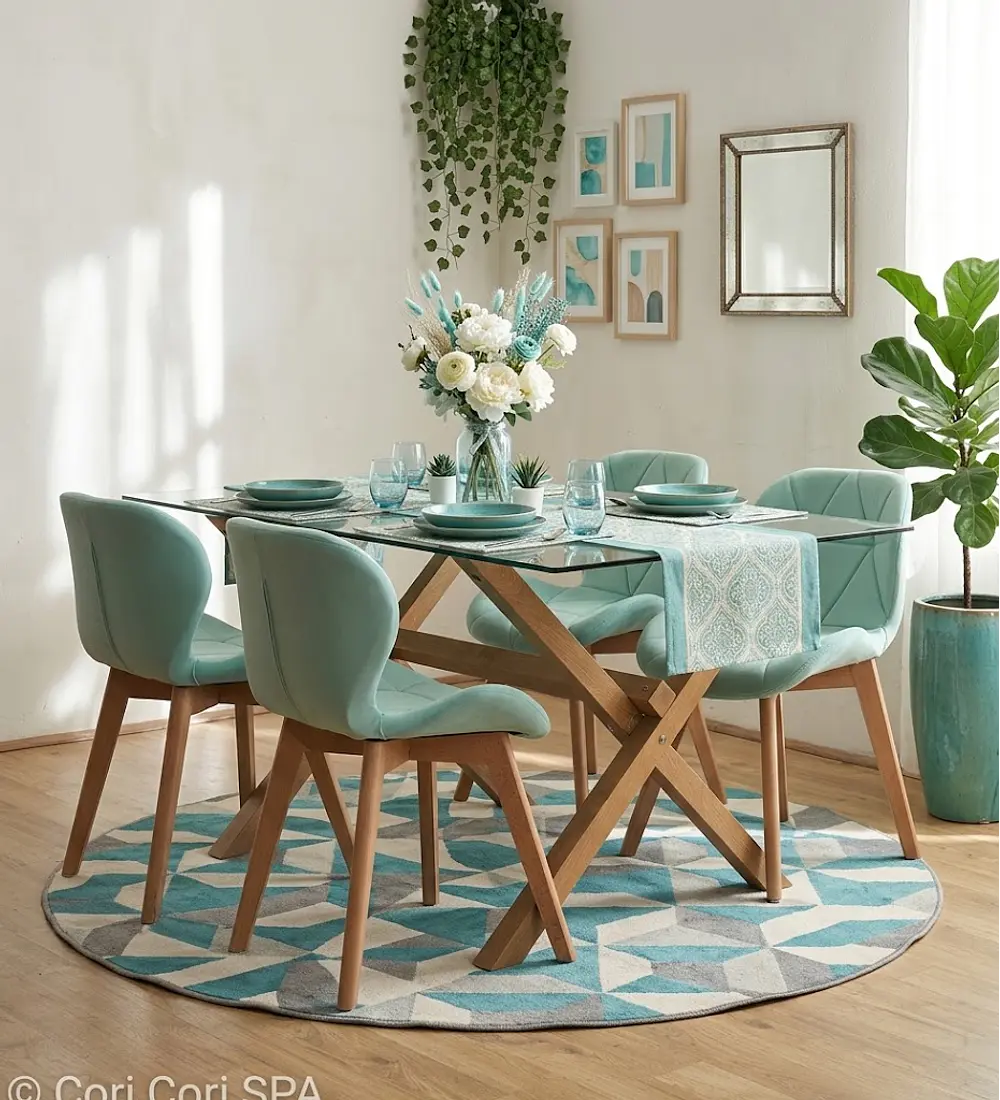 Comedor Medlock 140x90cms + 4 Sillas Mariposa Ecocuero Wood