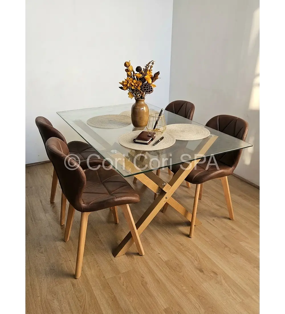 Comedor Medlock 140x90cms + 4 Sillas Mariposa Ecocuero Wood