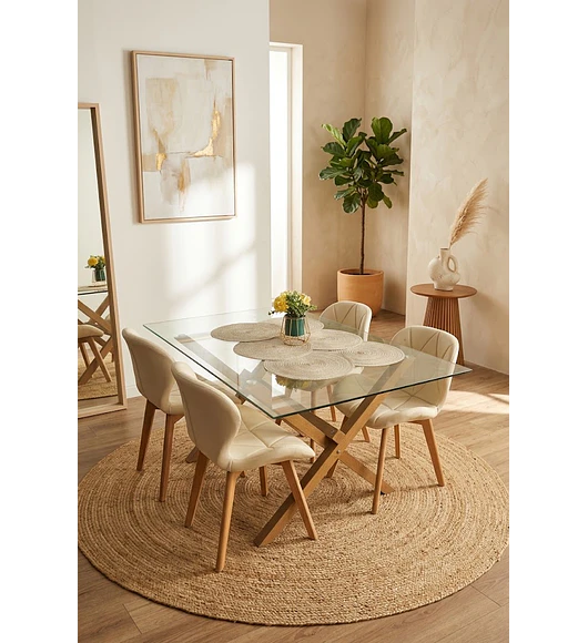 Comedor Medlock 140x90cms + 4 Sillas Mariposa Ecocuero Wood