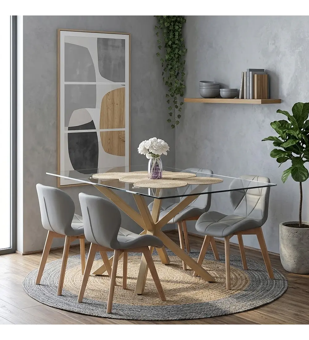 Comedor Madrid 140x80cms + 4 Sillas Mariposa Ecocuero Wood