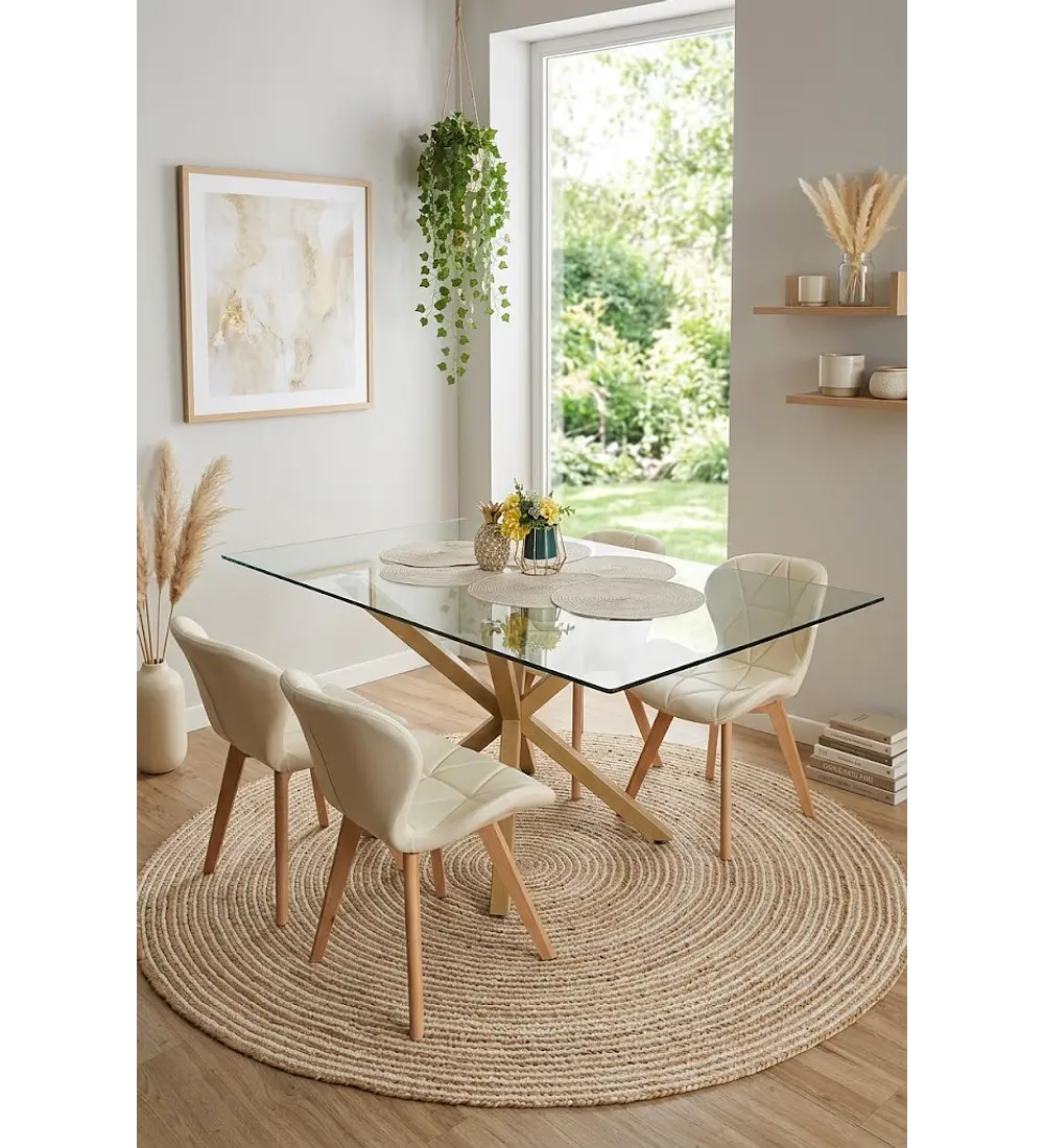 Comedor Madrid 140x80cms + 4 Sillas Mariposa Ecocuero Wood