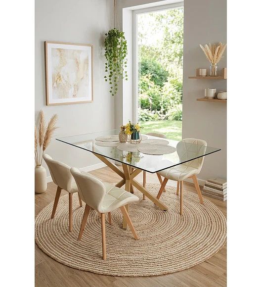 Comedor Madrid 140x80cms + 4 Sillas Mariposa Ecocuero Wood