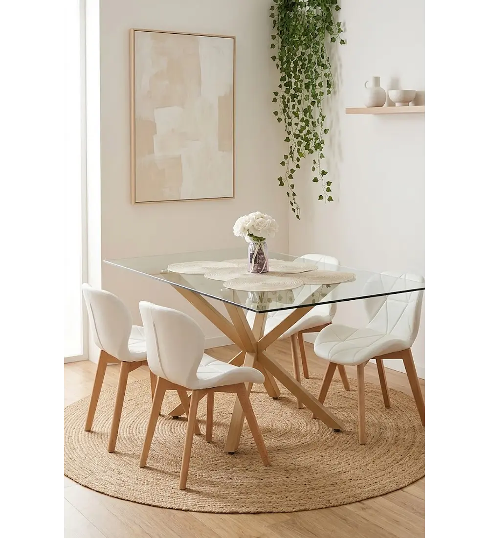 Comedor Madrid 140x80cms + 4 Sillas Mariposa Ecocuero Wood