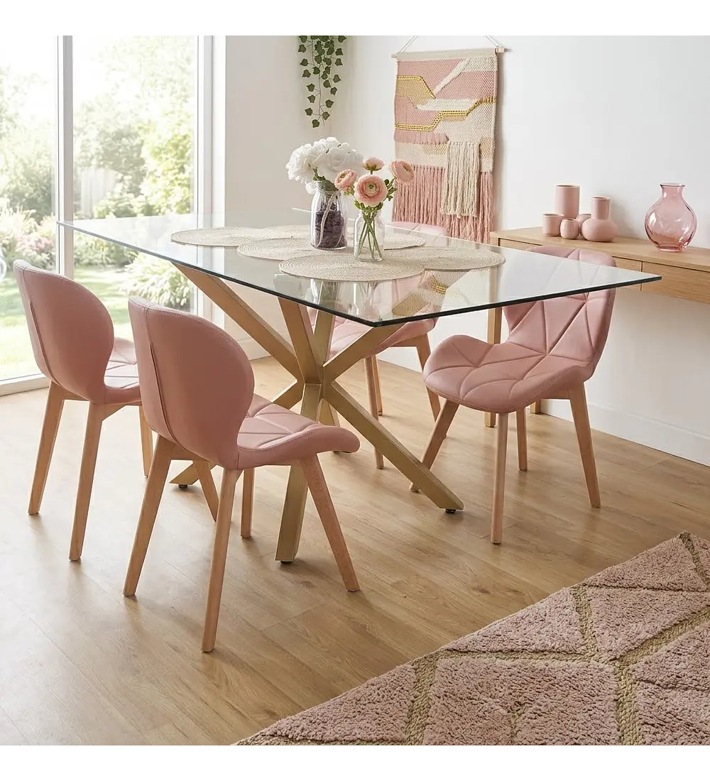 Comedor Madrid 140x80cms + 4 Sillas Mariposa Ecocuero Wood
