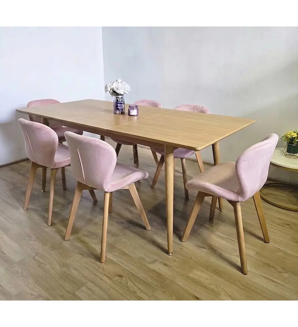 Comedor Mesa Expandible Zeus Rectangular + 6 Sillas Mariposas Velvet