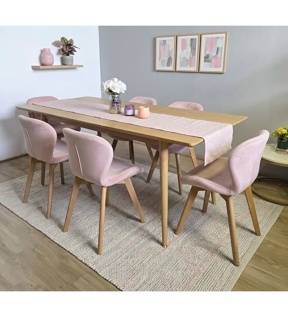 Comedor Mesa Expandible Zeus Rectangular + 6 Sillas Mariposas Velvet