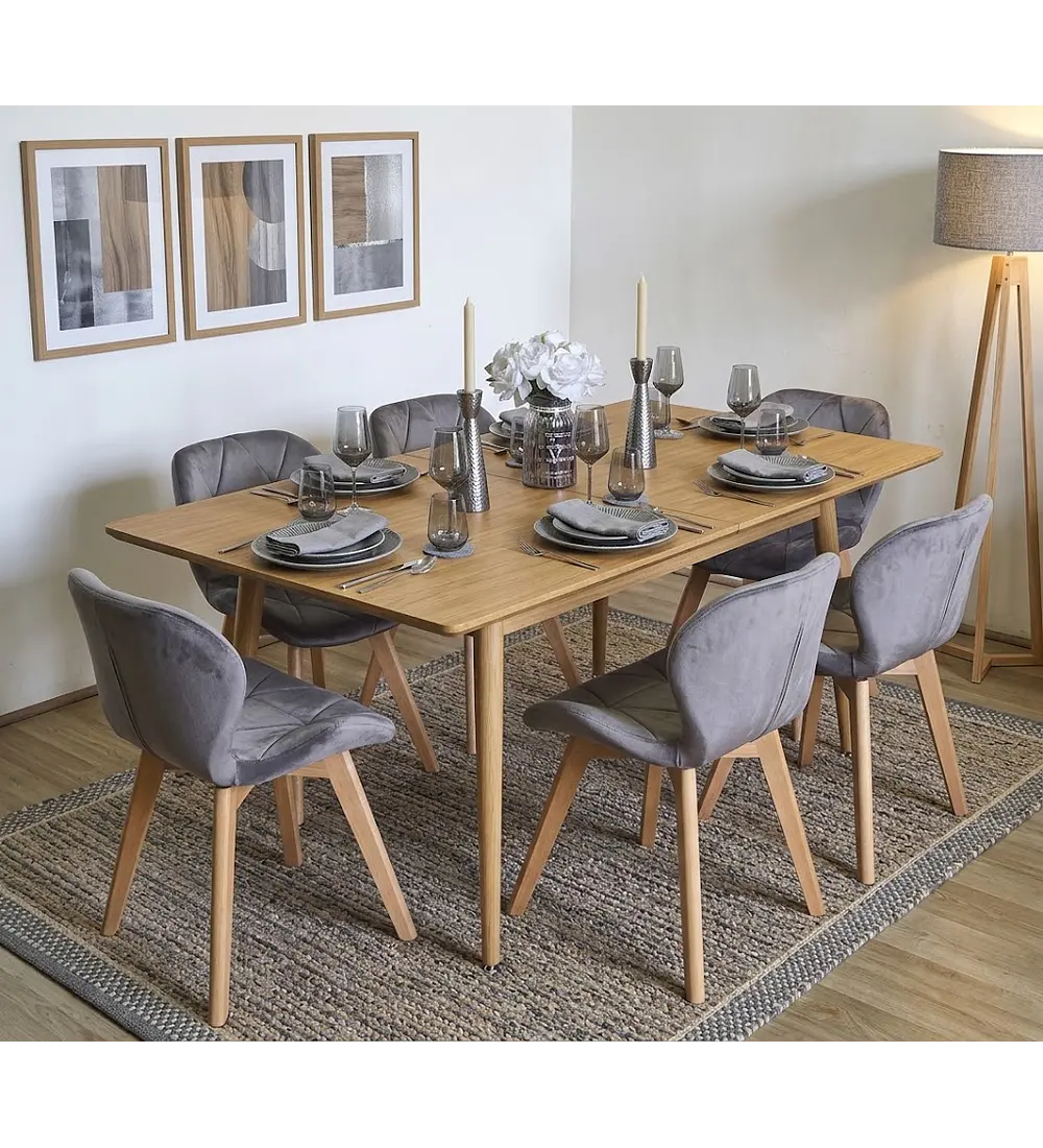 Comedor Mesa Expandible Zeus Rectangular + 6 Sillas Mariposas Velvet