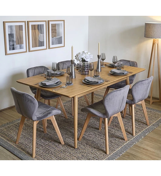 Comedor Mesa Expandible Zeus Rectangular + 6 Sillas Mariposas Velvet