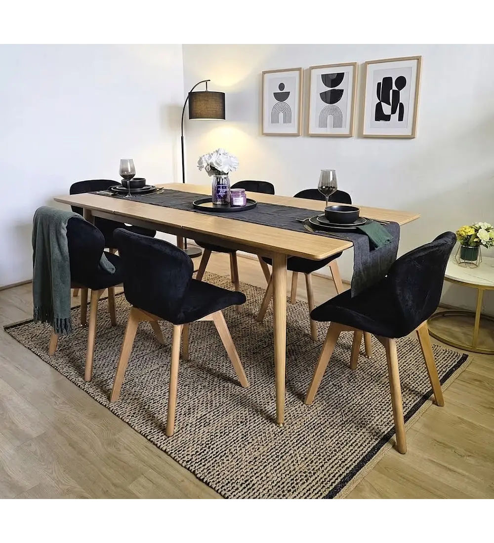 Comedor Mesa Expandible Zeus Rectangular + 6 Sillas Mariposas Velvet