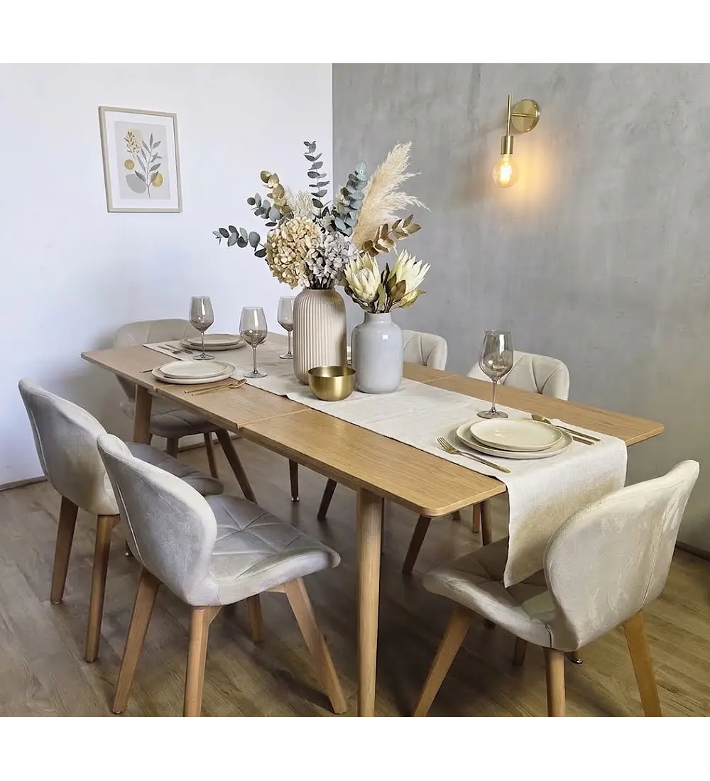 Comedor Mesa Expandible Zeus Rectangular + 6 Sillas Mariposas Velvet