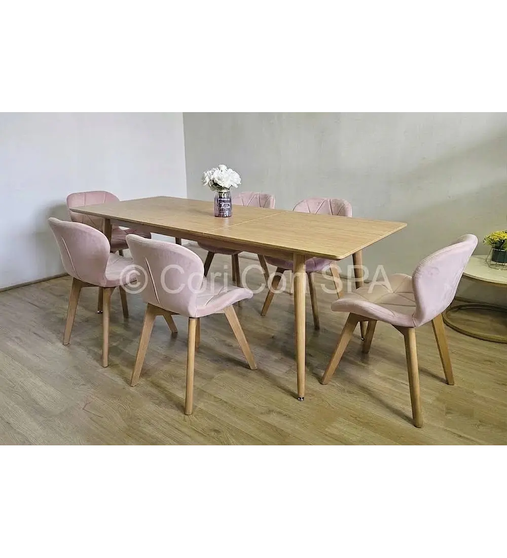 Comedor Zeus Expandible Rectangular + 8 Sillas Mariposas Velvet 