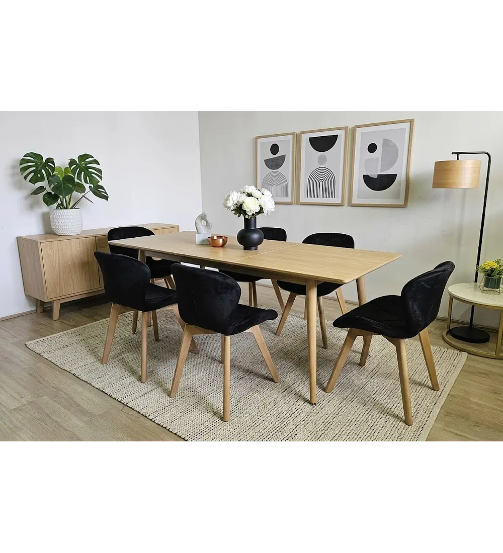 Comedor Zeus Expandible Rectangular + 8 Sillas Mariposas Velvet 