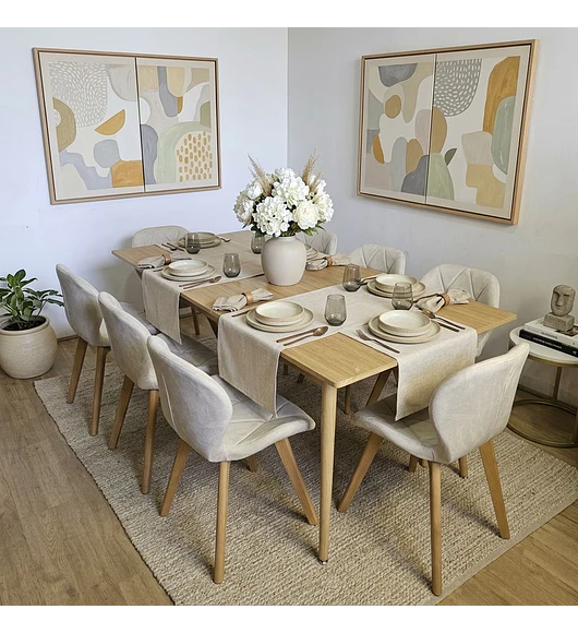 Comedor Zeus Expandible Rectangular + 8 Sillas Mariposas Velvet 