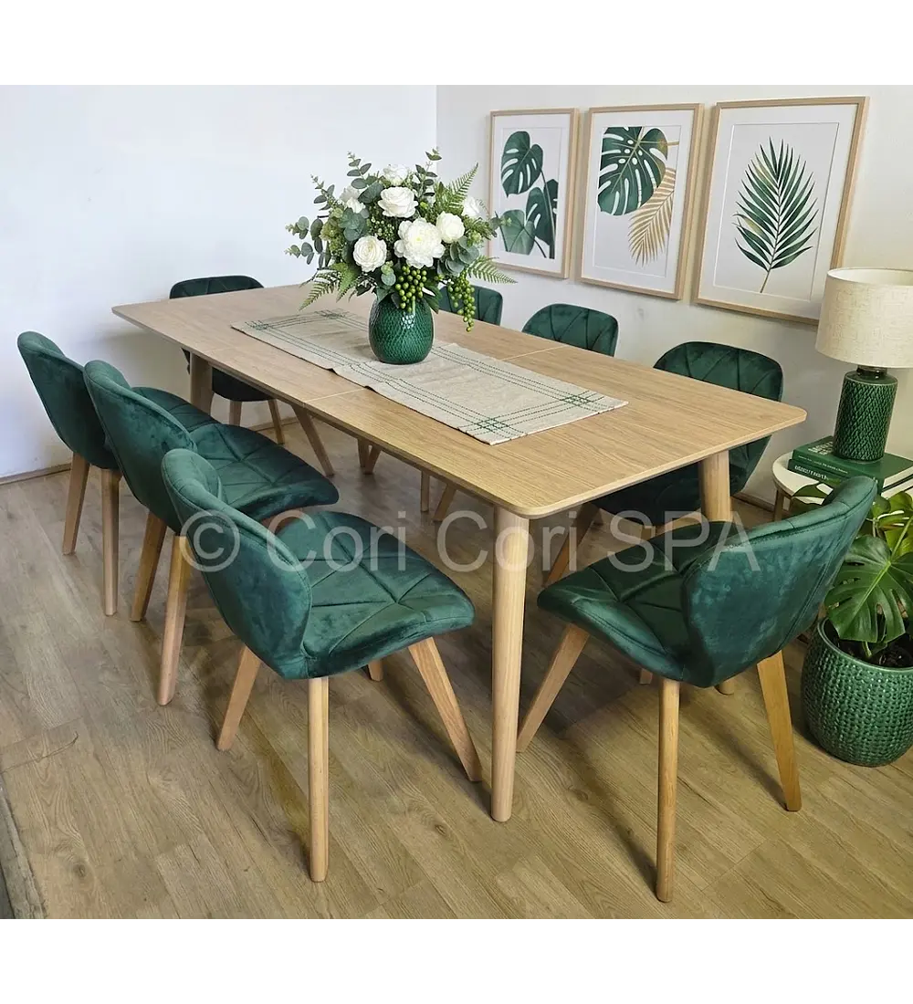 Comedor Zeus Expandible Rectangular + 8 Sillas Mariposas Velvet 