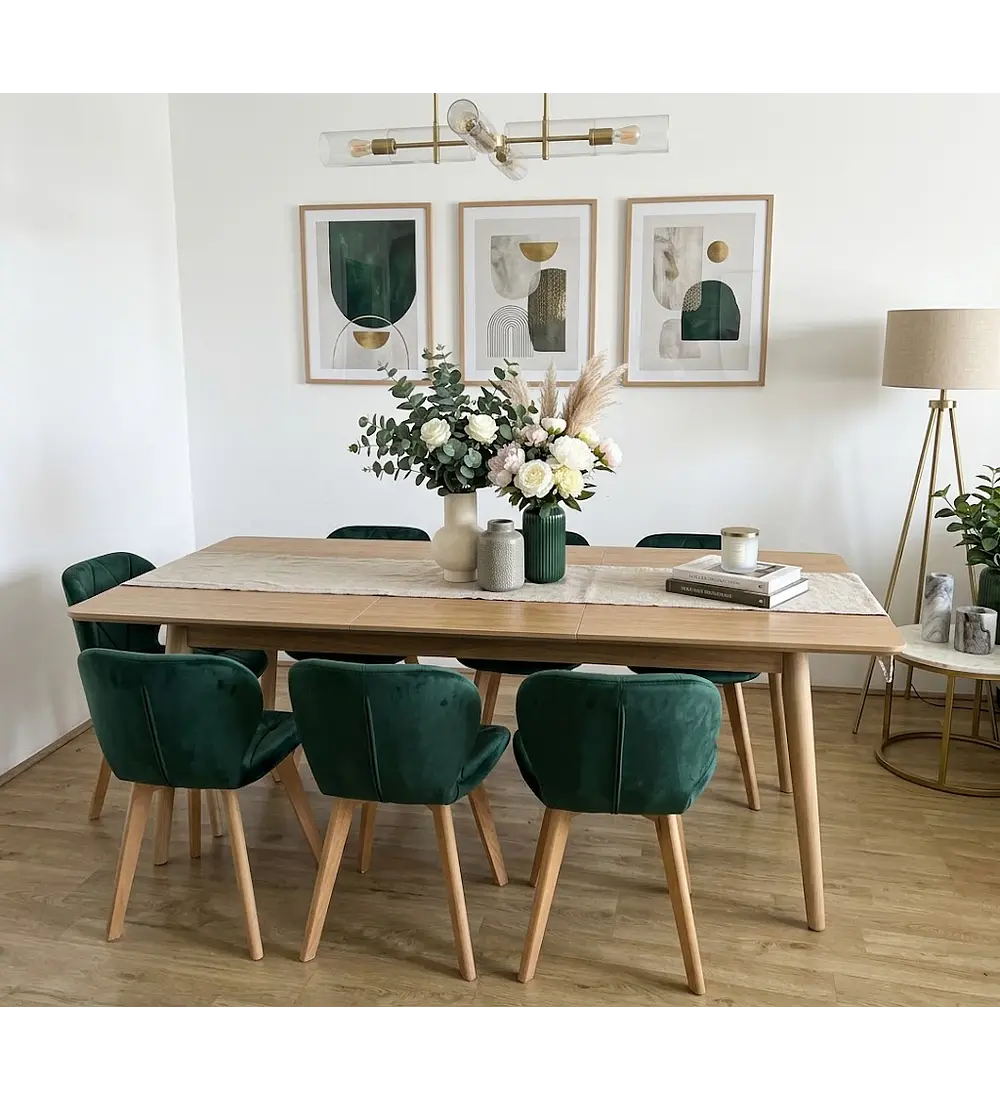 Comedor Zeus Expandible Rectangular + 8 Sillas Mariposas Velvet 