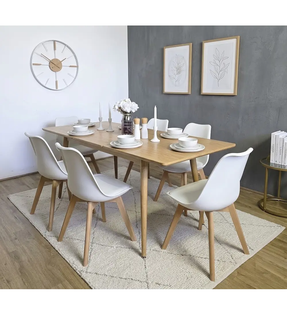 Comedor Mesa Expandible Zeus + 6 Sillas Tulip