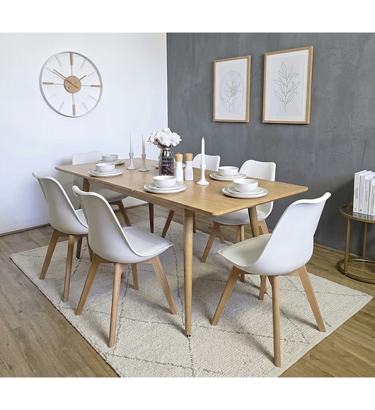 Comedor Mesa Expandible Zeus + 6 Sillas Tulip