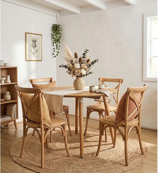 Comedor Mesa Expandible (100 - 180cms) + 4 Sillas Crossback Madera