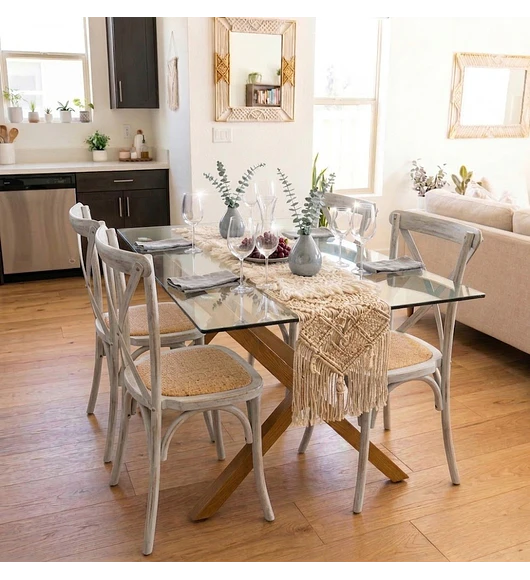 Comedor Medlock 140x90cms + 4 Sillas Crossback Madera