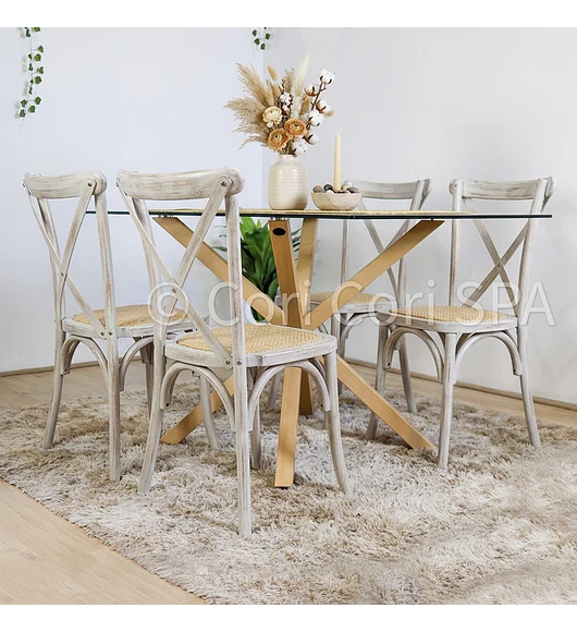 Comedor Madrid 160x90cms + 4 Sillas Crossback Madera