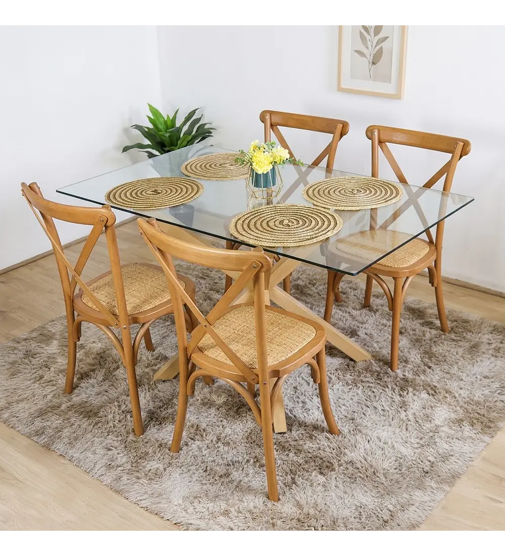 Comedor Madrid 140x80cms + 4 Sillas Crossback Madera