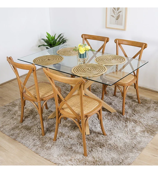 Comedor Madrid 140x80cms + 4 Sillas Crossback Madera