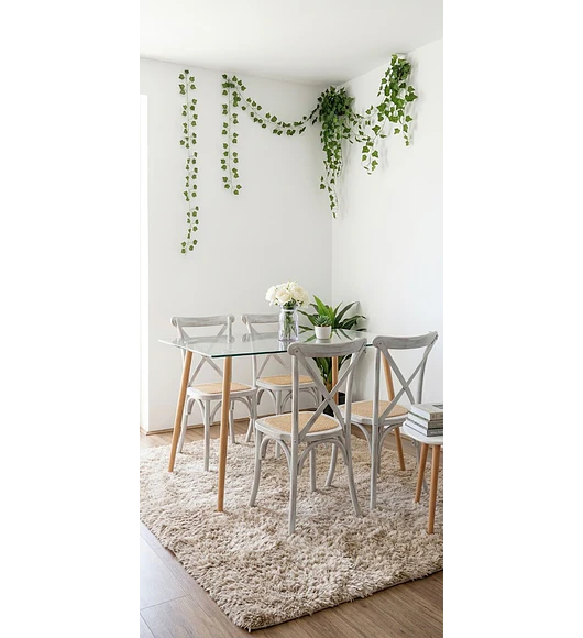 Comedor Mesa Rubi 120x80cm + 4 Sillas Crossback Madera