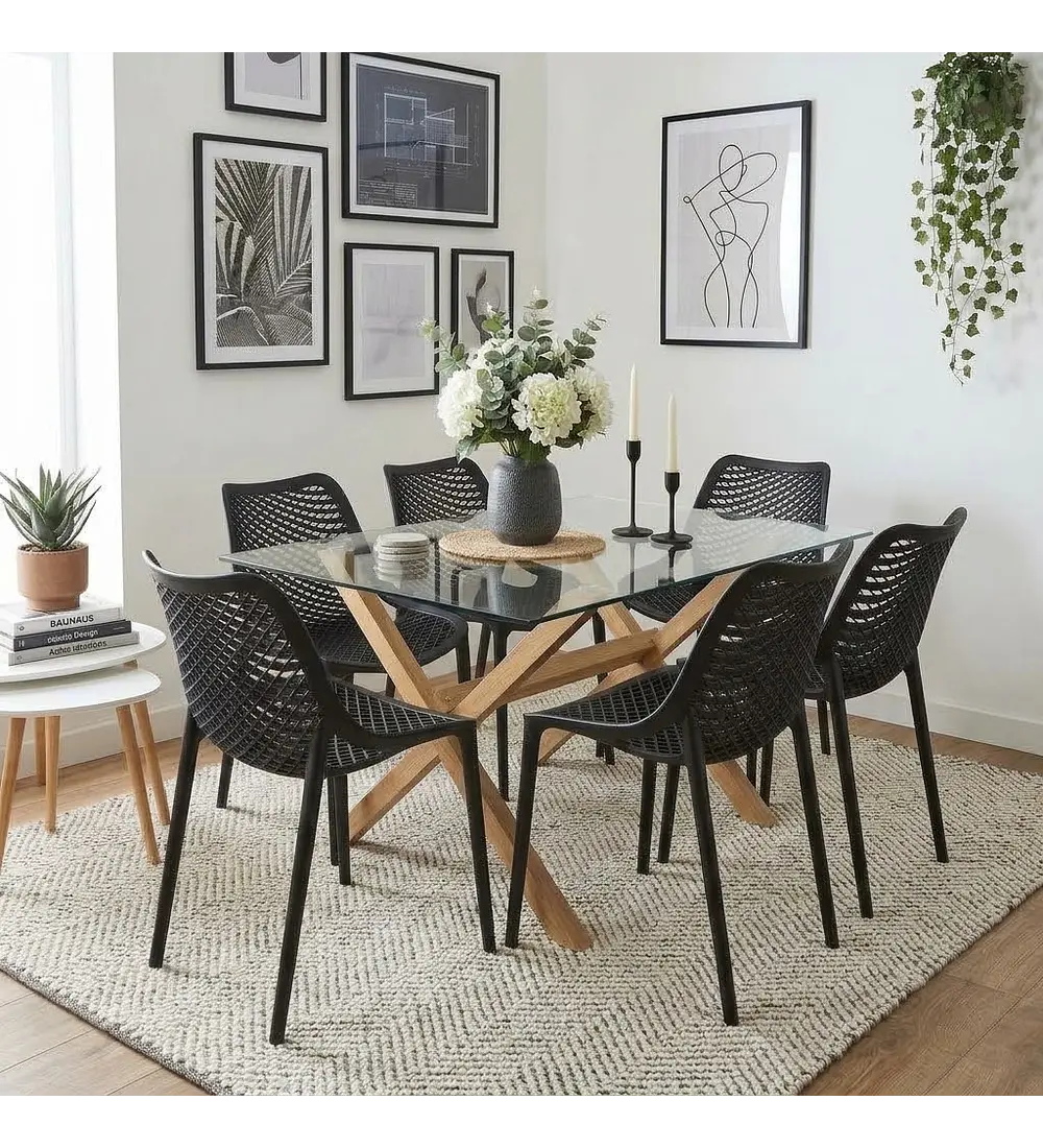 Comedor Medlock 140x90cm + 6 Sillas Air Berlin