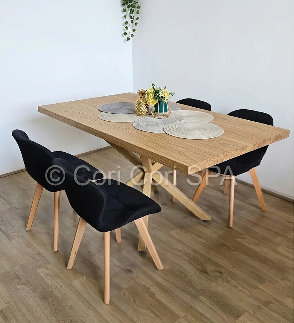 Comedor Madrid Natural  + 4 Sillas Mariposa Lino