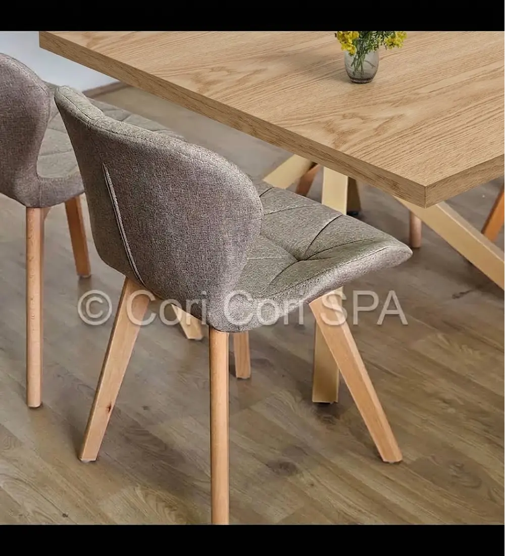 Comedor Madrid Natural  + 4 Sillas Mariposa Lino