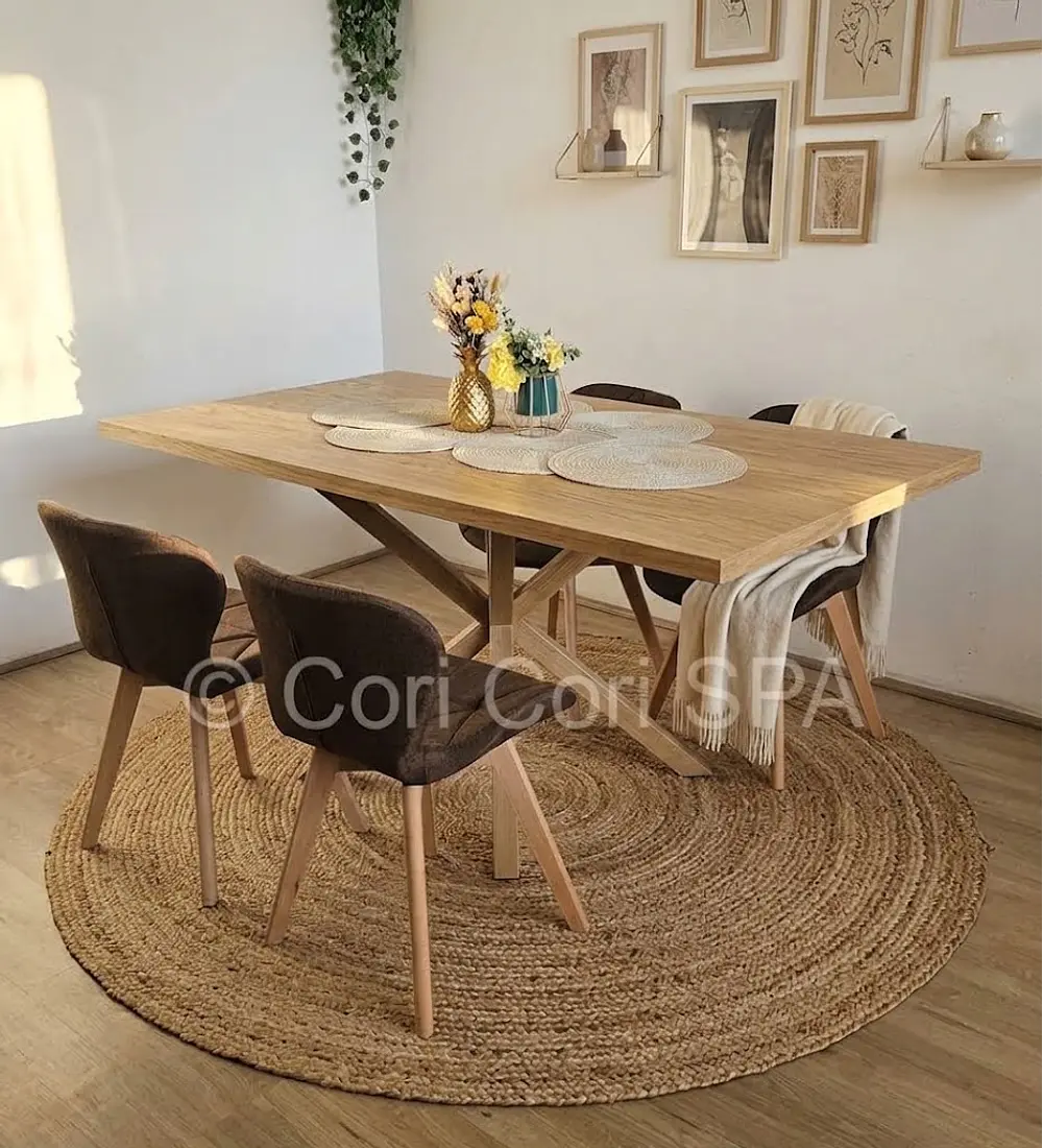 Comedor Madrid Natural  + 4 Sillas Mariposa Lino