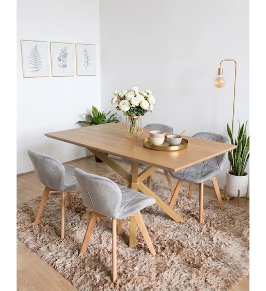 Comedor Madrid Wood + 4 Sillas Mariposa Velvet