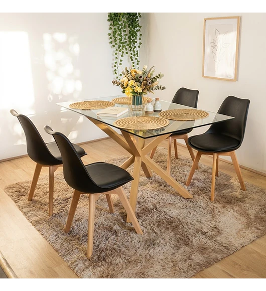 Comedor Madrid 140x90cms + 4 Sillas Tulip