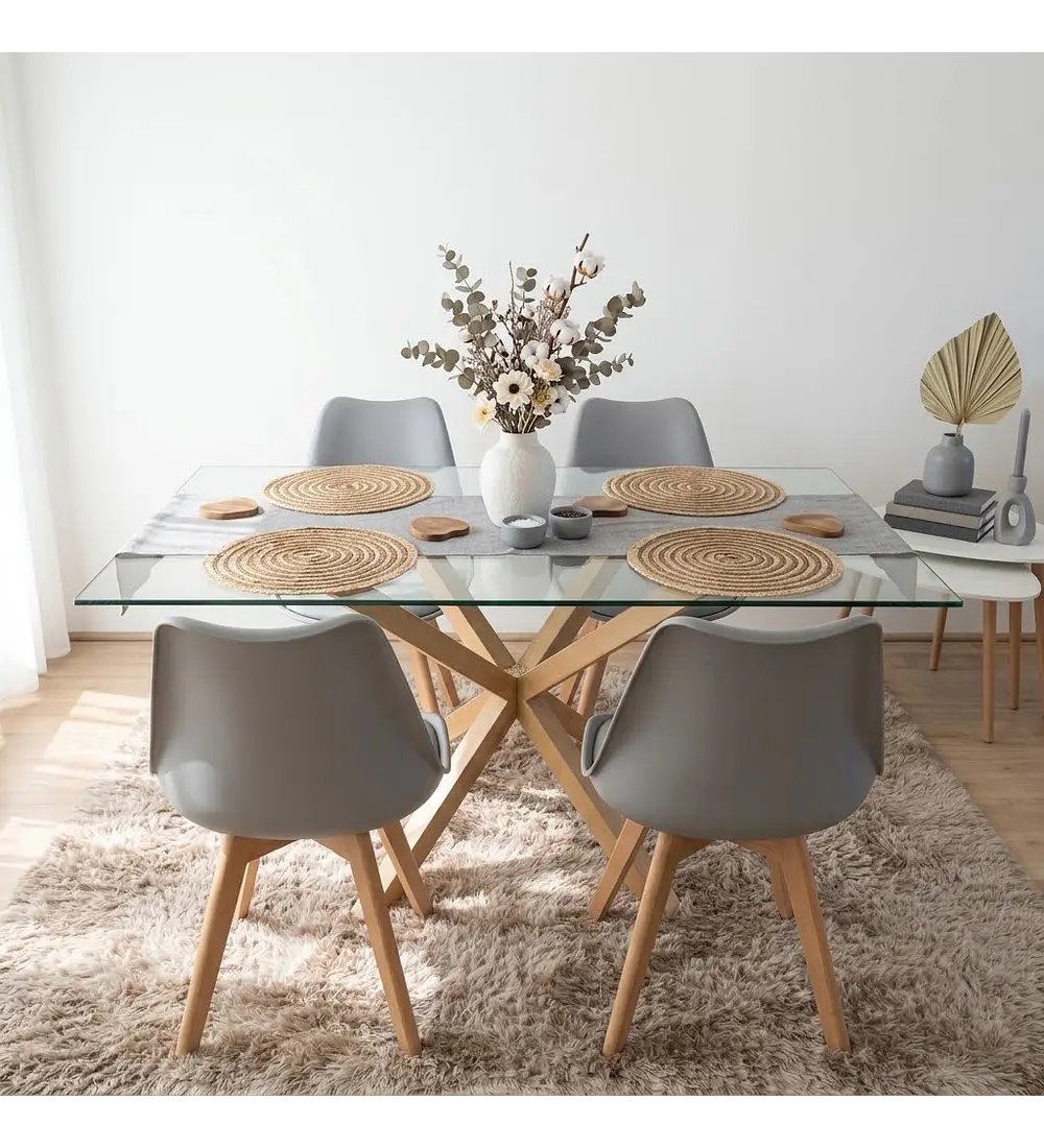 Comedor Madrid 140x90cms + 4 Sillas Tulip