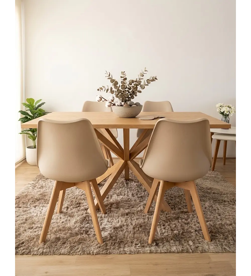 Comedor Madrid Natural  + 4 Sillas Tulip