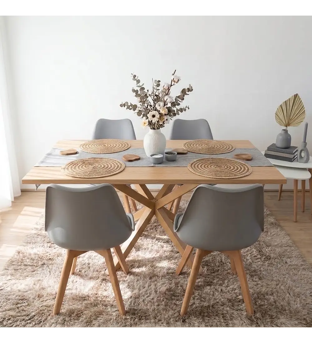 Comedor Madrid Natural  + 4 Sillas Tulip